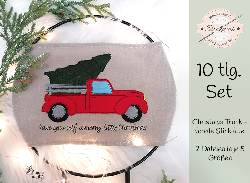 Christmas Truck - doodle Stickdatei